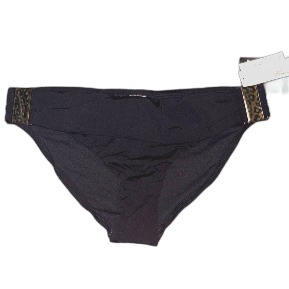 Kenneth Cole New York: Black Sash Hipster Bikini Tummy Toner Size:Small